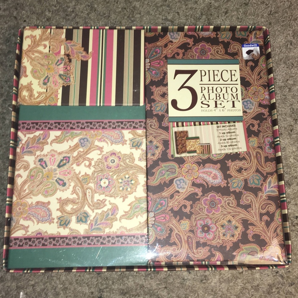 3 Piece Photo Album Set Paisley and Stripes BNIP